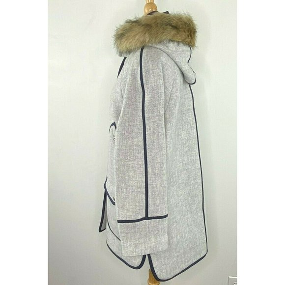 J.Crew $398 Petite Summit Parka Italian Stadium Cloth Wool Dusk Gray Sz P8 BA542 - Picture 3 of 7
